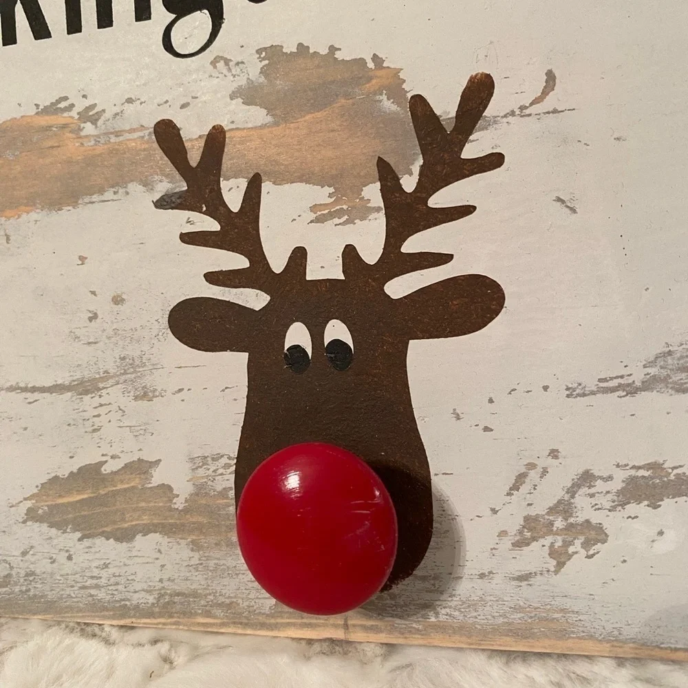 Hand Crafted Reindeer Christmas Stocking Holder/Hanger. Holds 3 Stockings